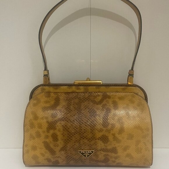 Prada Handbags - Prada Embossed Python Shoulder Bag